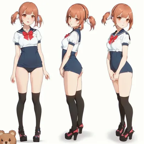 a closeup of a person in a short dress and a teddy bear, anime full body illustration, visual anime of a cute girl, full body of a single character, female cartoon character, Anime VTuber Full Body Model, cartoon character, as an cartoon character, female ...