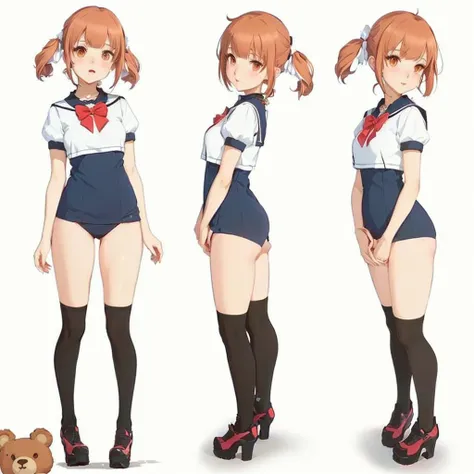 a closeup of a person in a short dress and a teddy bear, anime full body illustration, visual anime of a cute girl, full body of a single character, female cartoon character, Anime VTuber Full Body Model, cartoon character, as an cartoon character, female ...