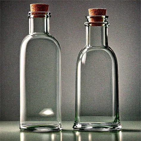 a drawing of light passing through a glass bottle on a table, casting on background