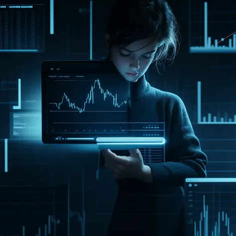 a professional-style image representing the theme of trading. in the center of the image, a candlestick chart showing upward and...