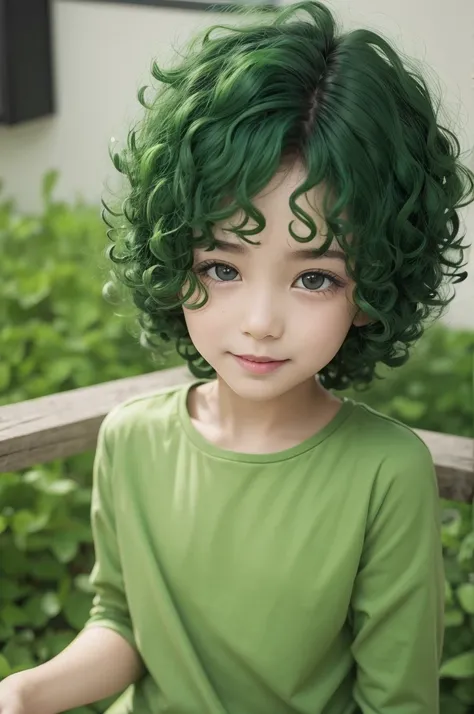 an emotion of fun mind with green skin and curly hair like a cartoon