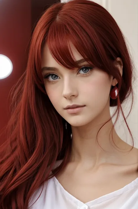 Version anime une  fille aux cheveux rouge et yeux rouge et des oreilles et une queue de chat qui sadmire devant le miroir sous le regard dune femme aux cheveux long brun avec une tenue dalchimiste qui et enjoué