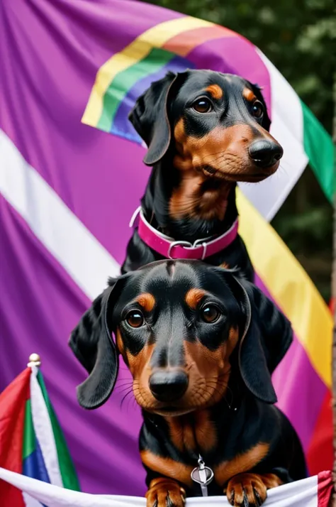 Dachshund celebrating gay pride day
