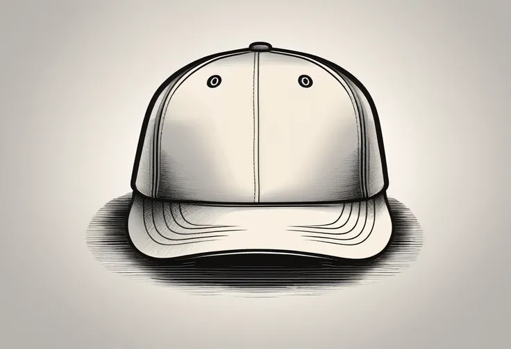 a drawing of a baseball cap, in a circle, logo, simple, sketch