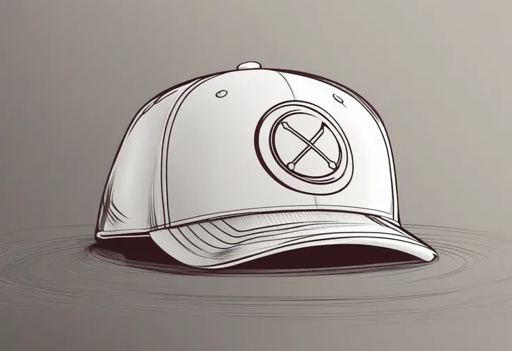 a drawing of a baseball cap, in a circle, logo, simple, sketch