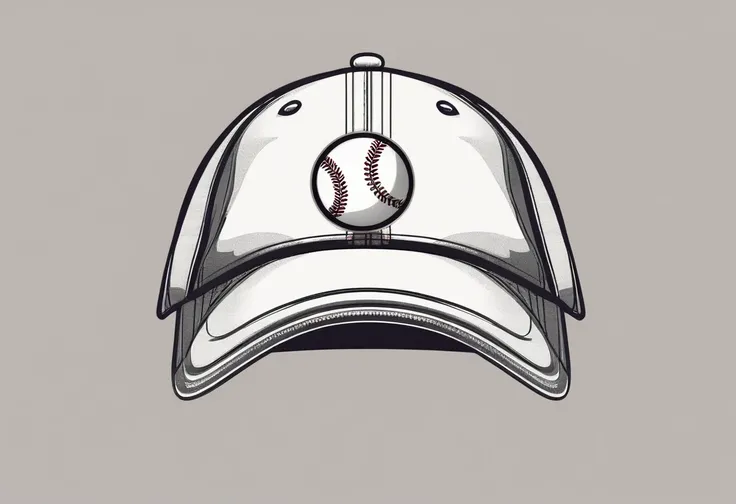 a drawing of a baseball cap, in a circle, logo, simple, sketch