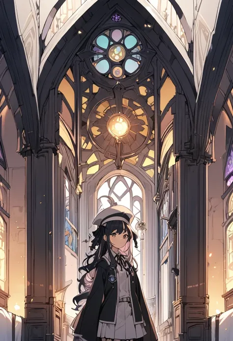 Ecenario de manga, Magic School, Gothic architecture, a bisque around the Japanese school