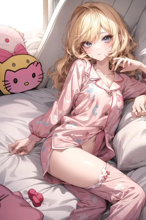 You can make an anime character with blonde hair and eyelashes and Hello Kitty pajamas. 