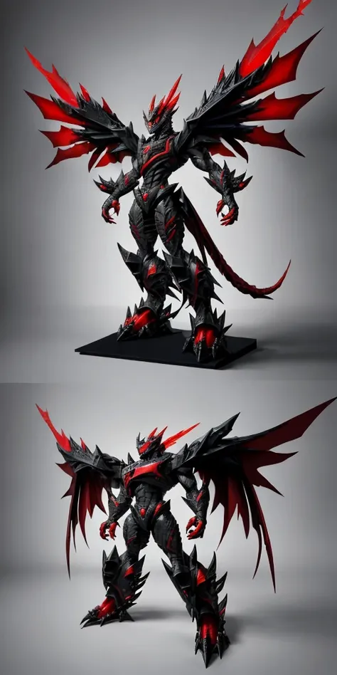 Red Black Transformers with Dragon Wings 