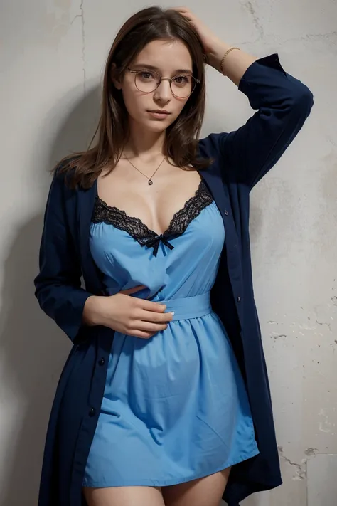 il y a une femme qui porte des lunettes et une robe bleue, magalie villeneuve, mélange de la Saint-Valentin, 30 year old French woman, Virginie Ropars, fille à lunettes, lunettes à monture bleue, par Nándor Katona, 32 ans, Alexandre Waliszewska, sandra che...