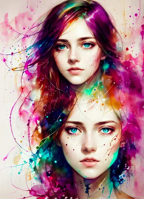 a woman by agnes cecile, luminous design, pastel colours, ink drips, autumn lights