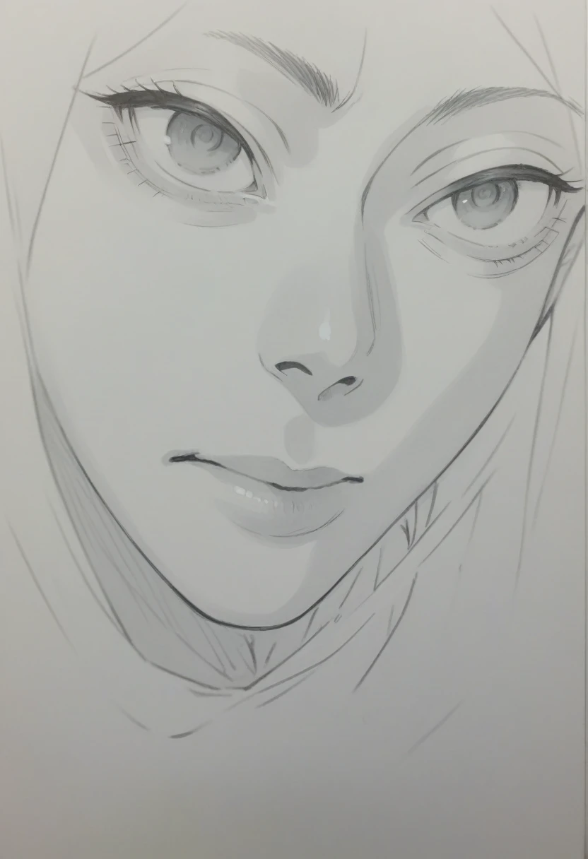 face drawing de mulher com fundo preto e branco, pointy face, anime sketch, sketch of a caucasian face, detailed anime face, pointy face and grey eyes, face anime portrait, an anime drawing, face detailed, detailed anime soft face, face drawing, anime face...