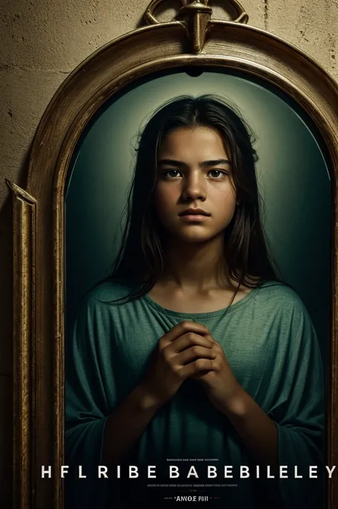 Intensely the film, a captivating poster. The composition exudes cinematic lighting and color gradation. Show the face of a teenager looking at the Bible. And in your eye the reflection of Jesus