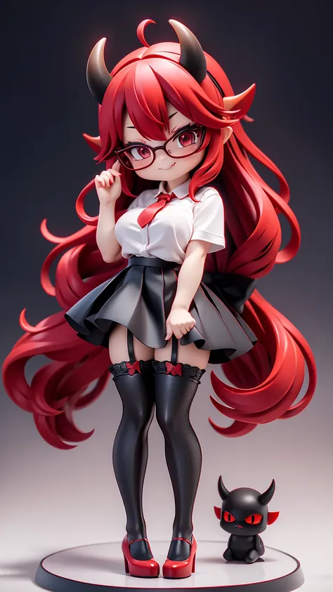 work, best quality, girl, red demon, oni, horns, little devil, a little scary, spooky, long hair alternative, bob hair, red hair...