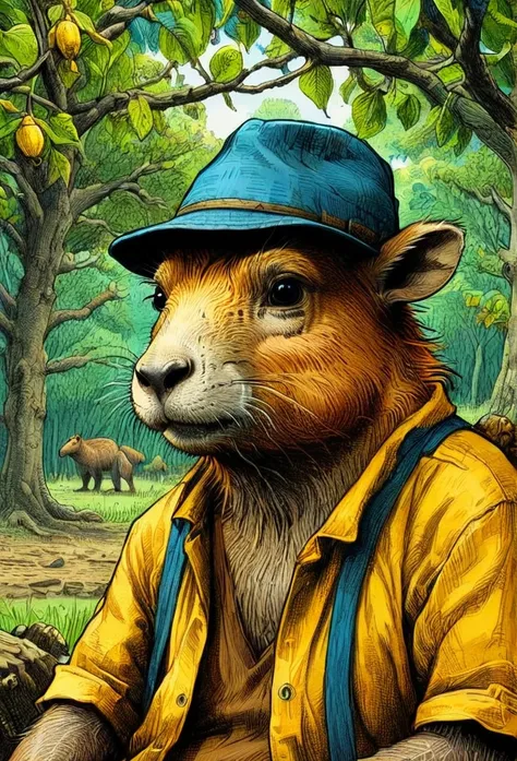 Positiv Clip L
ink art,,  (cute capybara), Close-up, man, tree
Positive Clip G
ink art,,  (in the style of Becky Cloonan), Close up of an old man wearing yellow hat and blue shirt, sits in front of a chestnut tree
Positive Refiner
ink art,,  (in the style ...