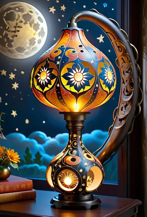 Gourd lamp. A lamp in the shape of a gourd. Delicate design. Beautiful luster. Shapes of the moon, sun, stars and are carved out. When lit, beautiful patterns emerge. Relaxing. 
steam locomotive、Paper Art、Three-dimensional, colorful、Delicate and beautiful ...