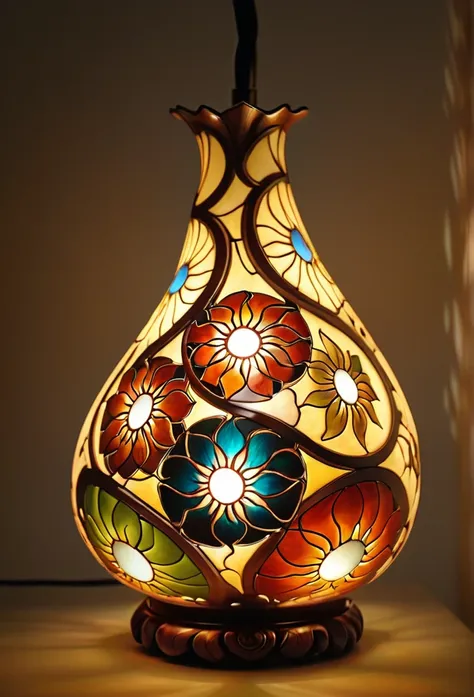 gourd lamp. a lamp in the shape of a gourd. delicate design. beautiful luster. shapes of the moon, sun, and are carved out. when...