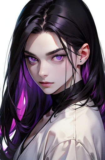 best quality, black hair, purple eyes, pale skin,