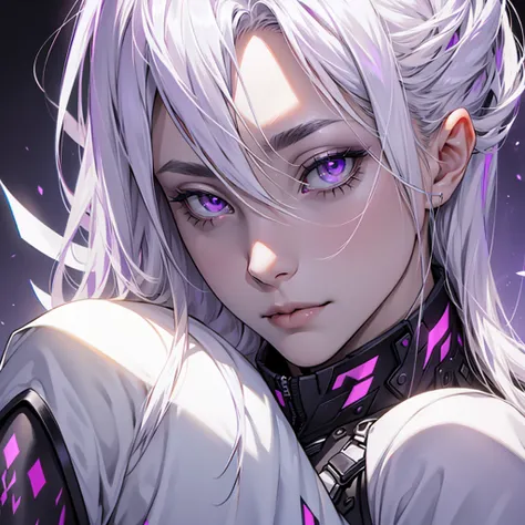 best quality, silver hair, purple eyes, pale skin,