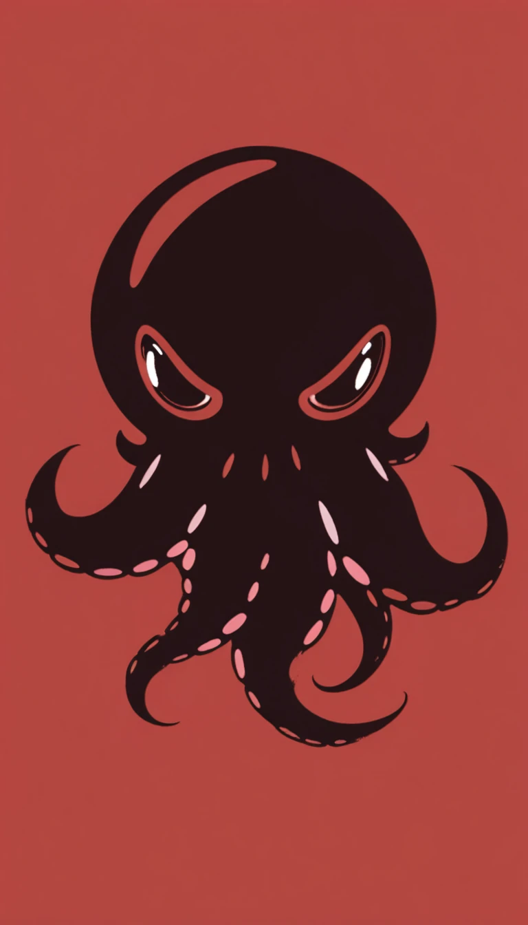 octopus　logo　front　simple　red　Background is white　small