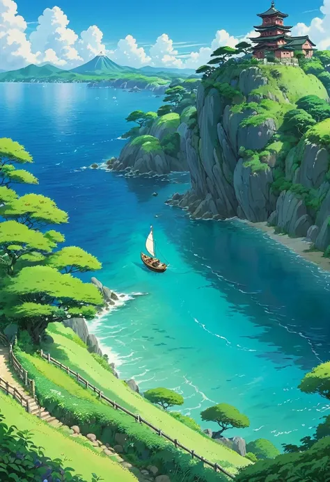 Stunning natural scenery. Studio Ghibli style