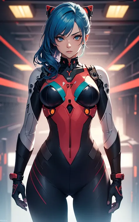 (((Adult Woman))), ((Best Quality)), ((masutepiece)), (Detailed: 1.4), (Absurd), Genesis evangelion neon style clothing, 2-piece clothing, bobhair, arm tatoo, cybernetic hands, pastel, Centered, scale to fit the dimensions, nffsw (High dynamic range),Ray t...