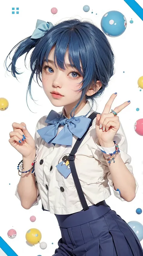 1girl, nagisa, blue hair, realistic