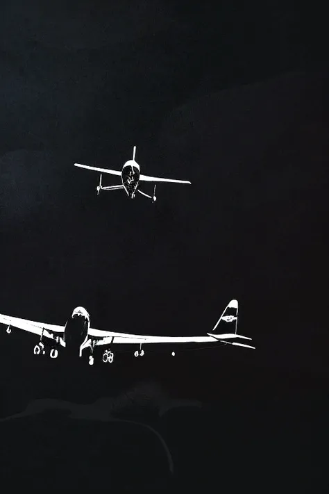 Pitch black background,((Plane flying in the void)), Pitch black night world, 