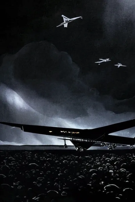 pitch black background,((a flightless plane in the void)), pitch black night world,