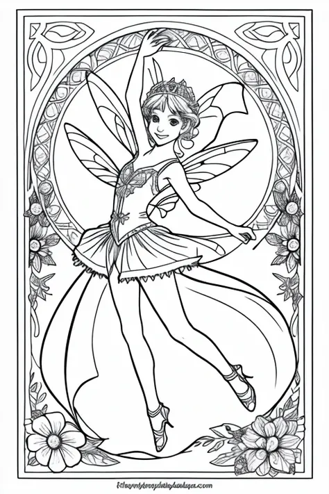 Fairy dancing in the moonlight coloring page
