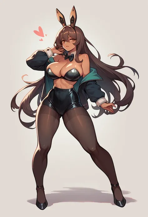 Noir (nod) bunny black big breasts and full body breasts out black leggings