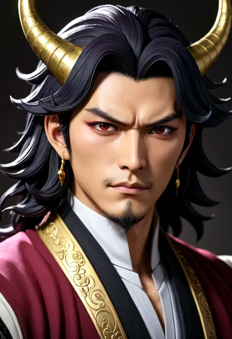 A realistic, high-quality image of the anime character Kibutsuji Muzan, the Demon King, from the Demon Slayer anime