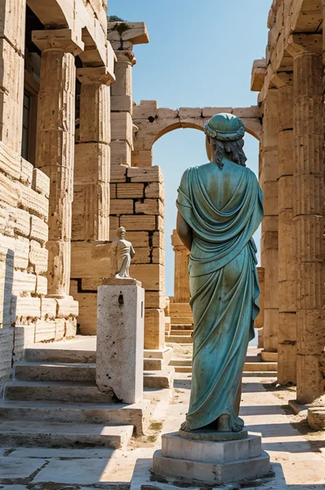 Greek woman statue turning back
