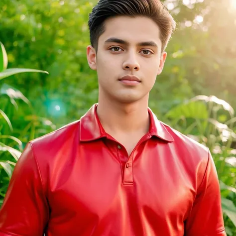 Aarav looks at the camera, perfect has a round face, A well-maintained model., handsome face,Close-up of a man wearing a black leather jacket., Southeast Asians with round faces, 3-D profile picture, 8K, 45,000,000 pixcls, realistic light colors