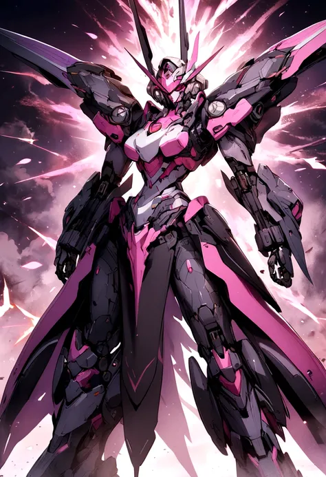 Mech that is a mix color of pink white black