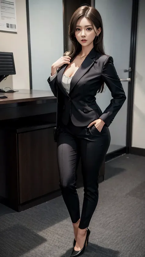 giganticbreasts、gaunt、office lady
piece suit
pants suit
pencil skirt
pumps
high heels
at office