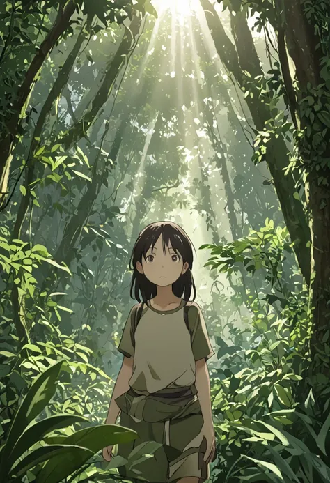 "it depicts a girl living in the natural environment of the jungle.. she wears simple clothes, practical clothing for life in th...