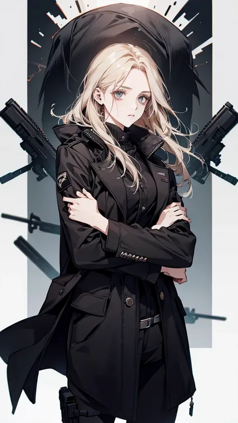 With a gun、Woman wearing a black jacket, from Girls&#39; Frontline, Girls&#39; Frontline style, Fine details. Girls&#39; Frontline, Girls&#39; Frontline cg, From Arknights, Girls&#39; Frontline, Automated Kidney, Girls&#39; Frontline universe, Amazing anim...