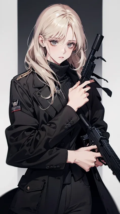 With a gun、Woman wearing a black jacket, from Girls&#39; Frontline, Girls&#39; Frontline style, Fine details. Girls&#39; Frontline, Girls&#39; Frontline cg, From Arknights, Girls&#39; Frontline, Automated Kidney, Girls&#39; Frontline universe, Amazing anim...