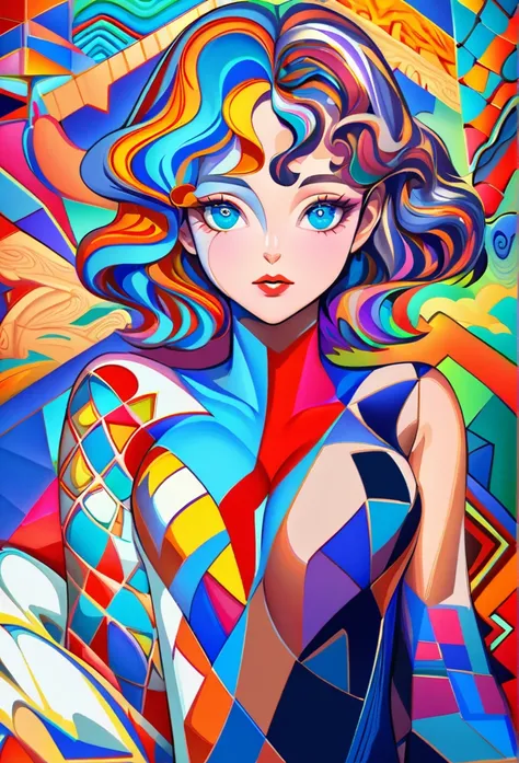 (masterpiece:1.2, Highest quality), Art Style: Fluid Picasso style. color: Vibrant and dynamic, 写真のように大胆で対照的なcolorを使用する: Emphasizing abstract shapes and flowing lines、Capture the essence of her features. feeling: Artistic and expressive, With a surreal and...