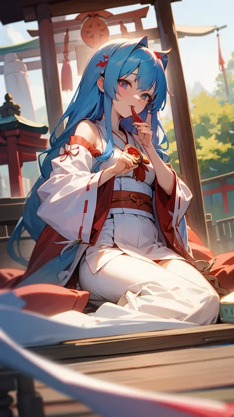 Shrine maiden　shrine　Beauty　love affair　Fortune telling　pastel　Long Hair　