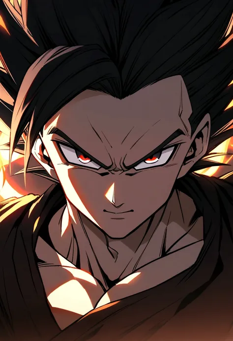 Saiyan, Male, Black hair, heterocromatic red and black eyes