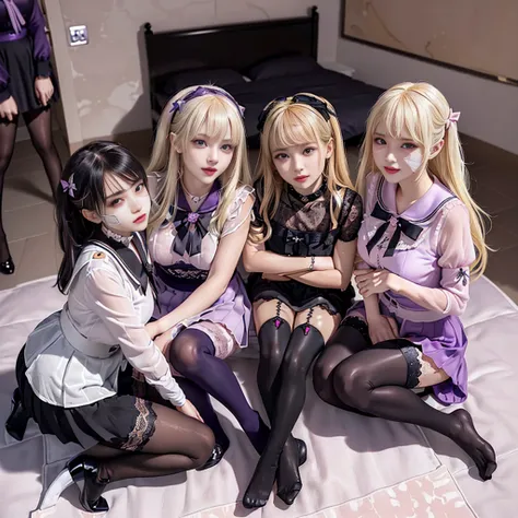 8k resolution, surreal, super detailed, high quality, perfect anatomy, perfect proportion, 
((((((a group photo in bedroom at mi...