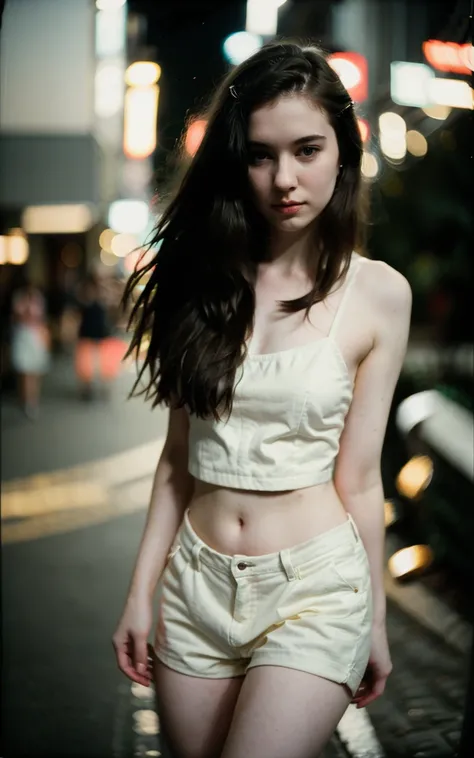 polaroid photo, night photo, photo of 24 y.o beautiful woman, pale skin, bokeh, motion blur