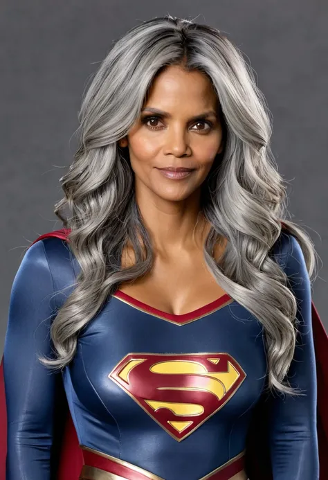 Halle Berry 1984 Supergirl movie costume (((long Grey hair)))