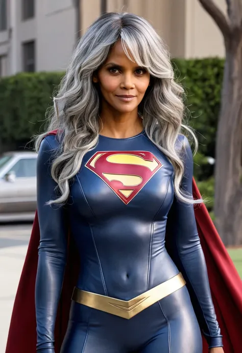 Halle Berry 1984 Supergirl movie costume (((long Grey hair)))