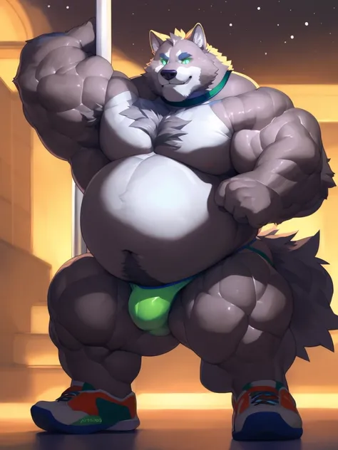 Badass Zootopia Corpulent Bear Kid, Anime style, full body image, neighborhood style, big obese (very Hairy), in Zootopia Steps Weight gain progress in underwear clothes, He is a huge obese Glotton, He is a underwear super model, He is using protein to gro...