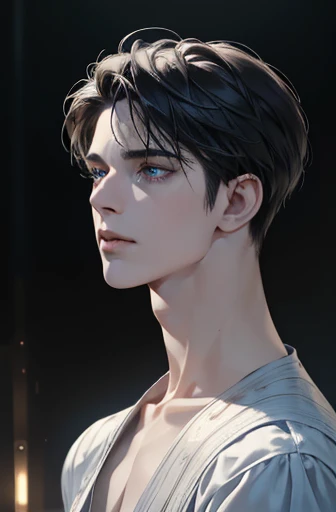 1male with black hair, blue eyes, and pale skin, 31 years old, (best quality,4k,8k,highres,masterpiece:1.2),ultra-detailed,(realistic,photorealistic,photo-realistic:1.37),cinematic lighting,dramatic lighting,intricate details,porcelain skin,elegant,serene,...