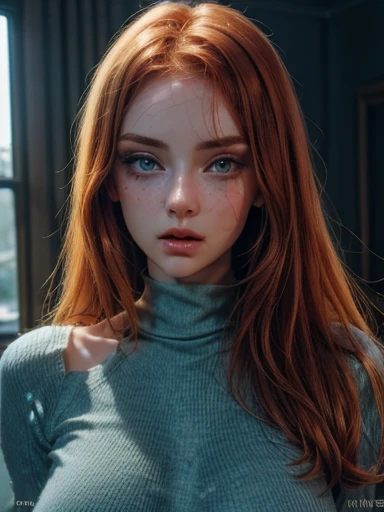 1 irish woman, extremely beautiful and very legitimate redhead. extremely slender, with freckles, big bright blue eyes, wearing ...