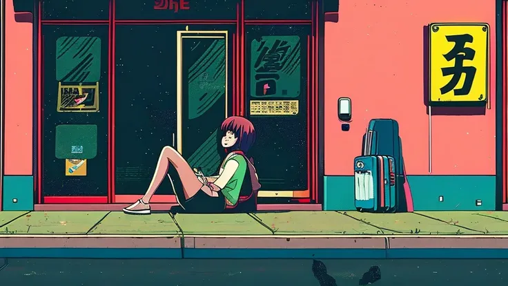 ustração anime com aesthetic de lo-fi, background lofi chill